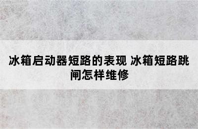 冰箱启动器短路的表现 冰箱短路跳闸怎样维修